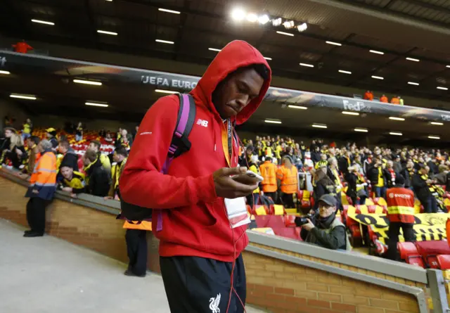 Daniel Sturridge walks in to Anfield