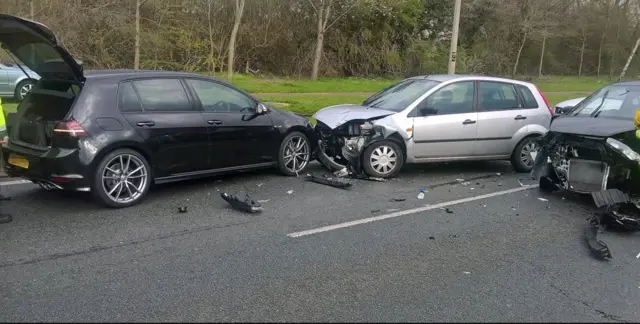 Three car crash in MK