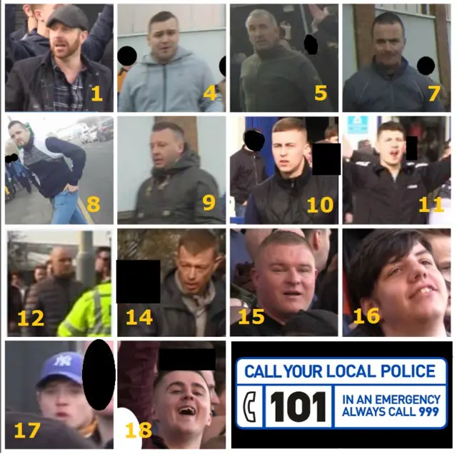 Images of men police hope to trace in connection with football violence