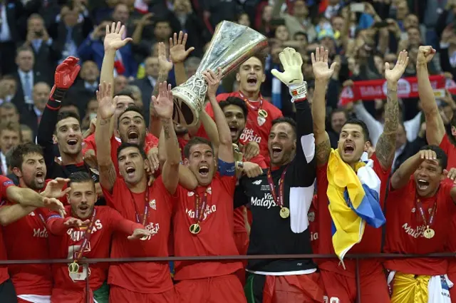 Sevilla celebrate winning the 2015 Europa League