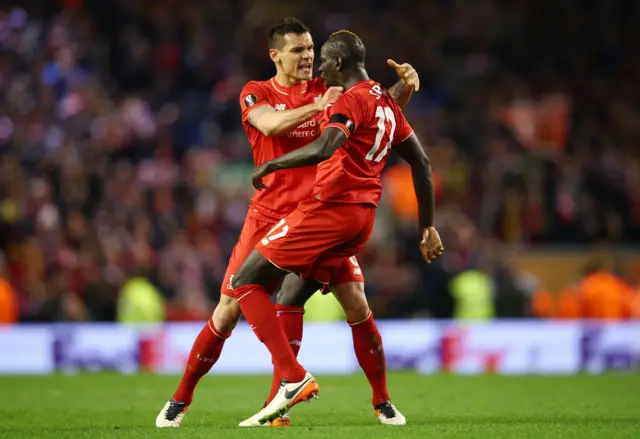 Mamadou Sakho of Liverpool celebrates