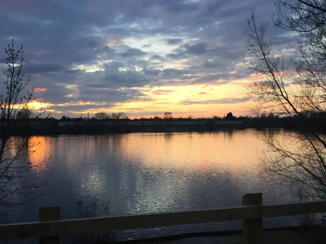 Waltham Cross sunset over the water