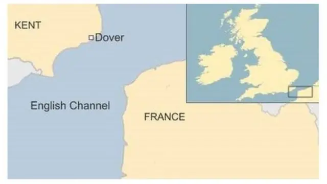 Map of France and Kent