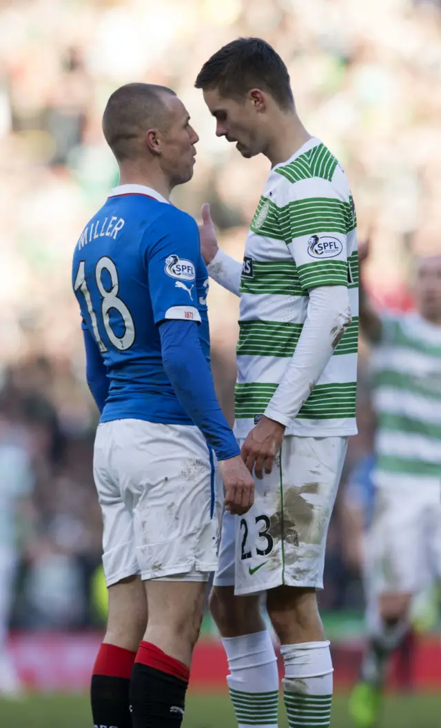 Rangers striker Kenny Miller and Celtic defender Mikael Lustig