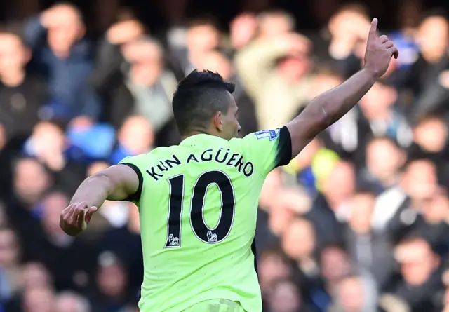 Sergio Aguero celebrates