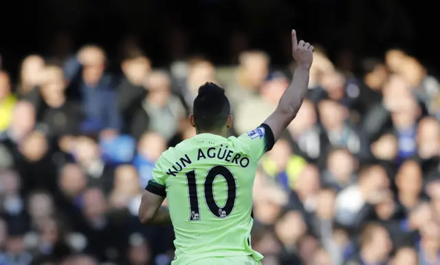 Sergio Aguero celebrates