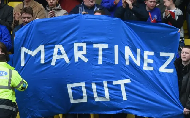 'Martinez Out' banner at Watford v Everton