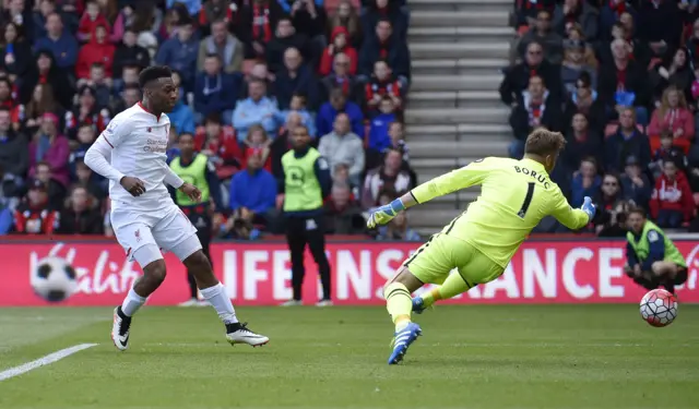 Liverpool's Daniel Sturridge & Bournemouth's Artur Boruc