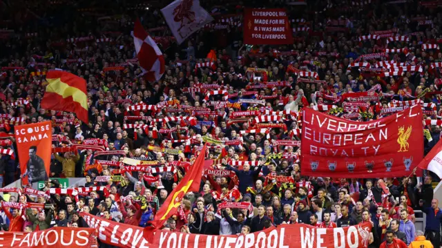 Liverpool fans celebrate Dortmund win