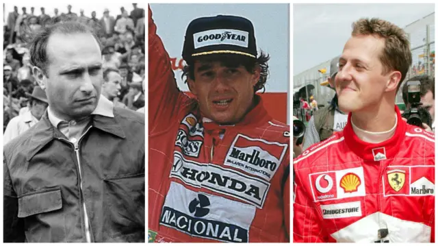 Juan Manuel Fangio, Ayrton senna and Michael schumacher