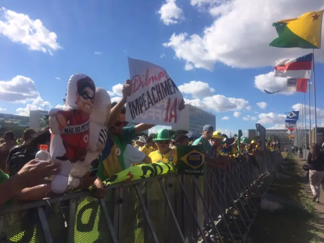 People in favour of Ms Rousseff's impeachment protest in Brasilia