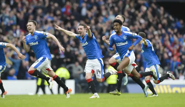 Rangers players celebrate