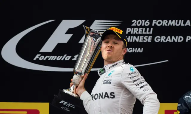 Nico Rosberg celebrates winning Chinese grand prix