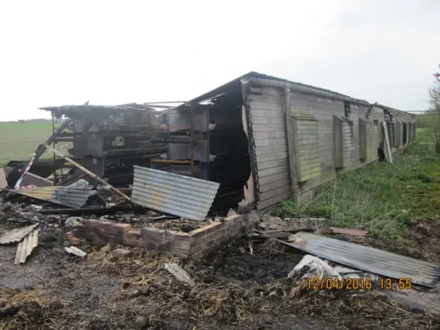 Damaged farm buildings