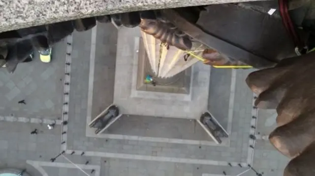 A Greenpeace protester photographed the view from the top of Nelson's Column in Trafalgar Squre