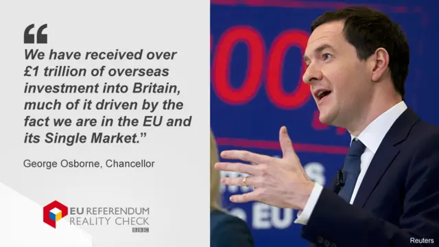 George Osborne quote about £1 trillion of overseas investment in the UK