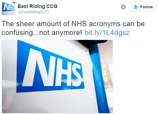 East Riding CCG want to make it easier to understand acronyms