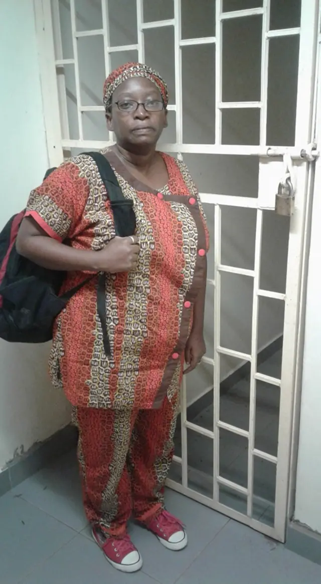 Stella Nyanzi outside her locked office