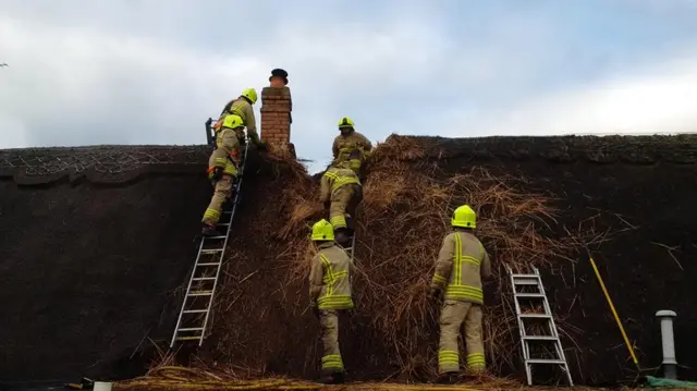 Thatched fire in Weston-on-the-Green