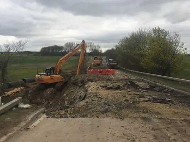 Work is being carried out to repair a collapsed tunnel on the A614 near Howden