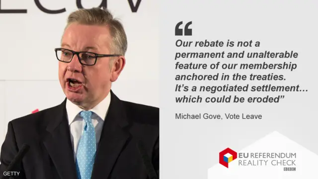 Michael Gove quote on the UK's EU rebate