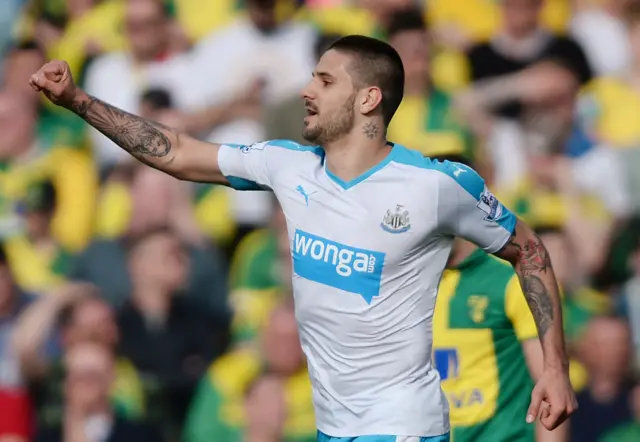 Aleksandar Mitrovic celebrates