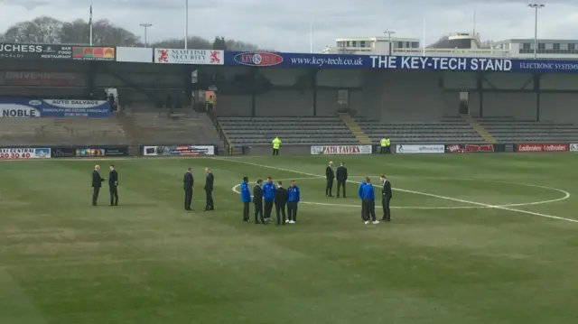 Rangers players at Stark's Park