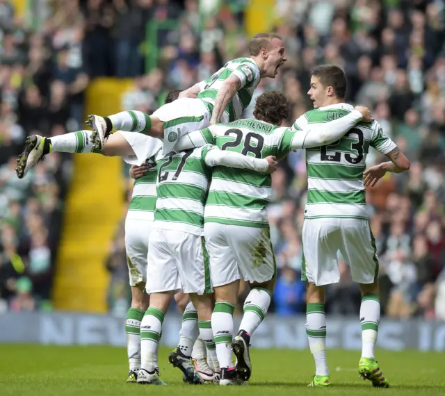 Celtic celebrate Gary Mackay-Steven's leveller