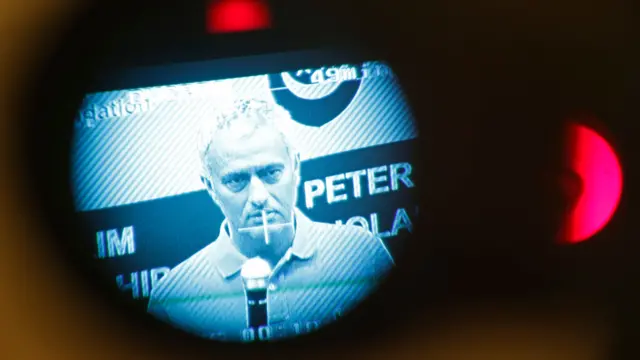 Jose Mourinho in a camera lens