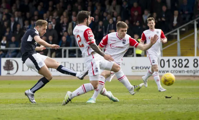 Greg Stewart opens the scoring for the Dark Blues at home to Ross County.