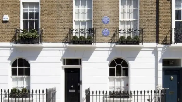 English Heritage undated handout photo of the Blue Plaques for Patrick Blackett and Samuel Beckett which will be unveiled at 48 Paultons Square, Chelsea