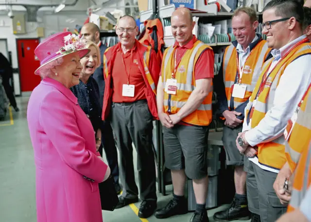 The Queen meeting postmen in Windsor