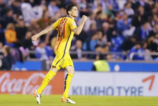 Marc Bartra celebrates