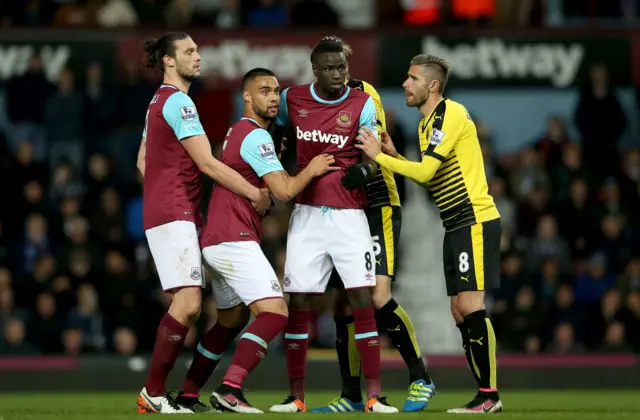 West Ham attack a free-kick