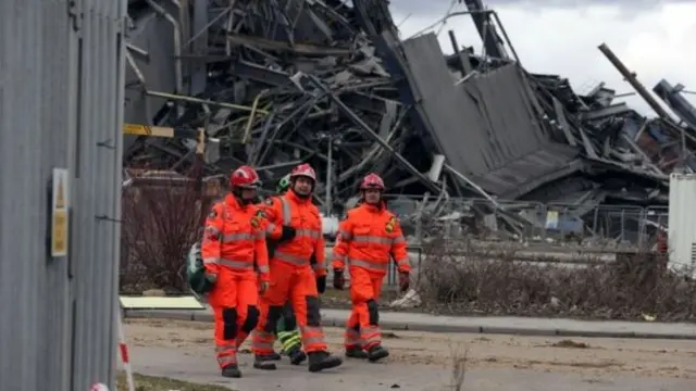Emergency service workers at the power station site in Didcot