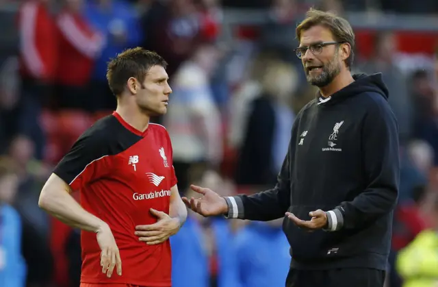 James Milner and Jurgen Klopp