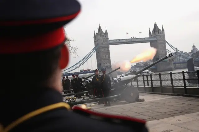 62-gun salute at the Tower of London