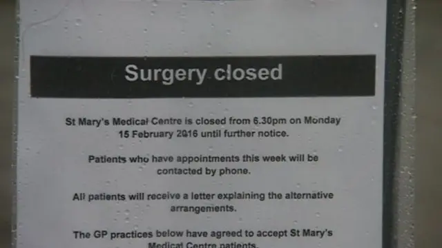 St Mary's Medical Centre notice to patients