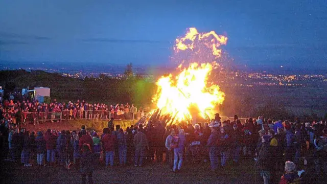 The Wrekin Beacon lit up for the Silver Jubilee