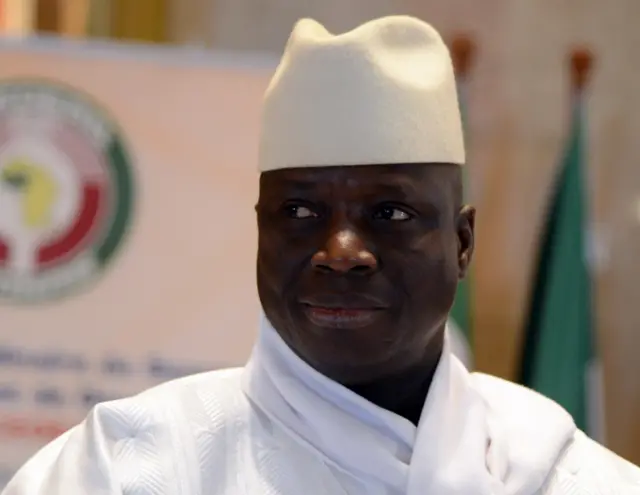 President Yahya Jammeh of Gambia attends the 44th summit of the 15-nation west African bloc ECOWAS at the Felix Houphouet-Boigny Foundation in Yamoussoukro on March 28, 2014