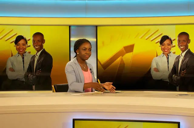 Veronica Narkwor Kwabla, deputy chief editor of new pan-African news channel Africanews, is pictured during an online press conference following the launch of the Africanews TV station in the channel"s studio in Pointe-Noire, Congo, on April 20, 2016