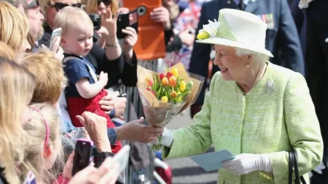 The Queen seeing well wishers today