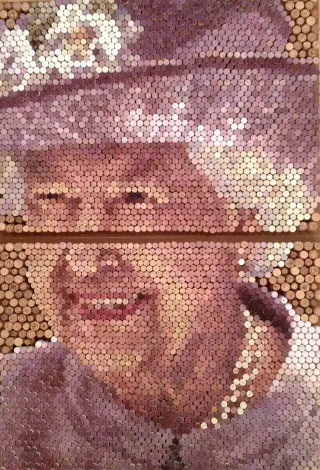 Illustration of Queen with 4,000 wine corks