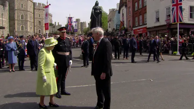 Queen arrives at the site of the plaque for the digital walkway