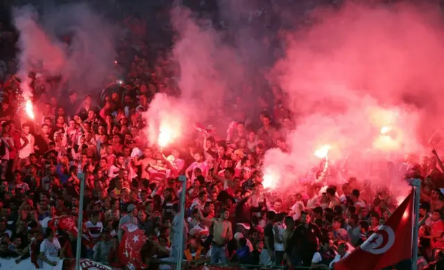 Tunisian football fans in Sousse