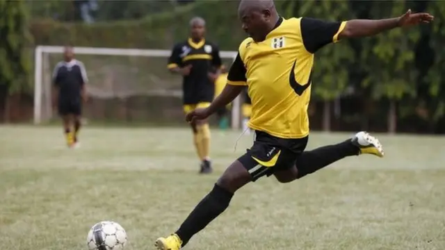 Burundi leader playing football