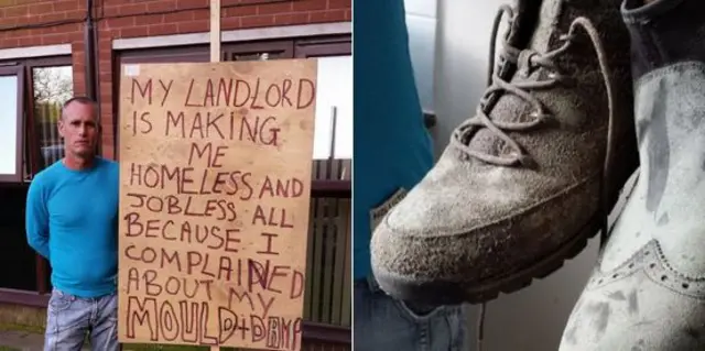 Handsworth Wood resident Lee Shaw, who claims his shoes have been damaged by the damp condition