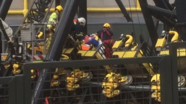 Image of emergency staff working on Smiler ride