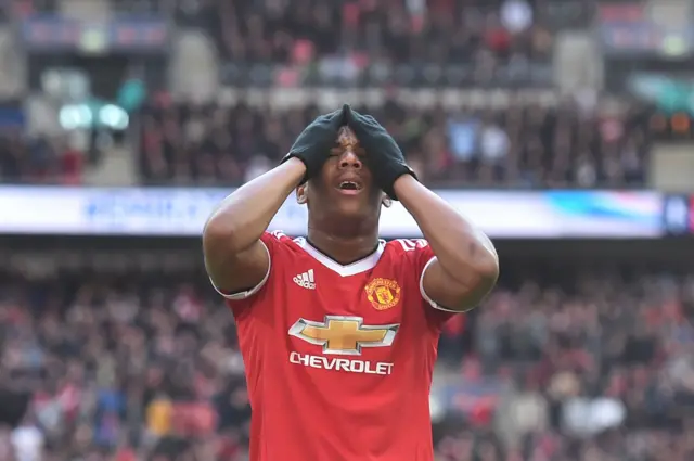 Anthony Martial reacts