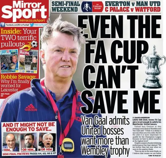 Saturday's Mirror back page